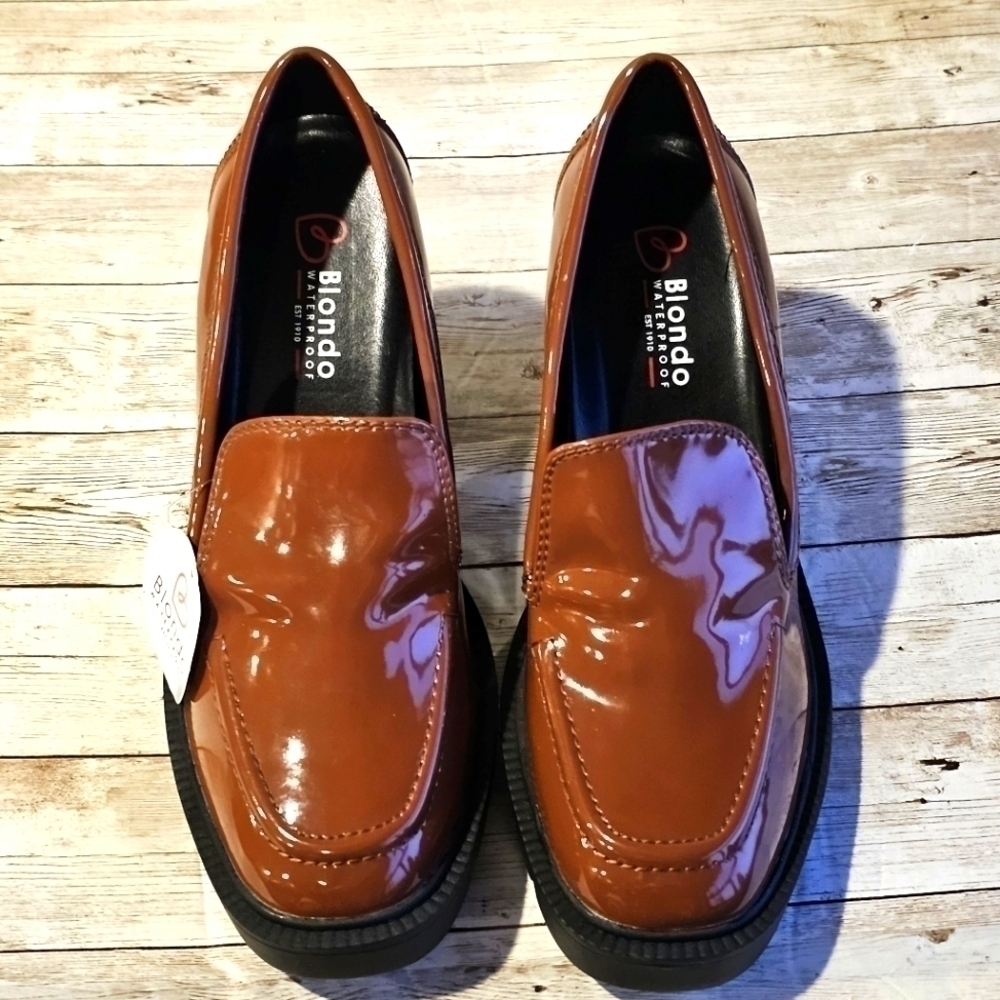 NWT Blondo Vegan Leather Platform Chunky Sole Shoes in Cognac - Picture 3 of 6